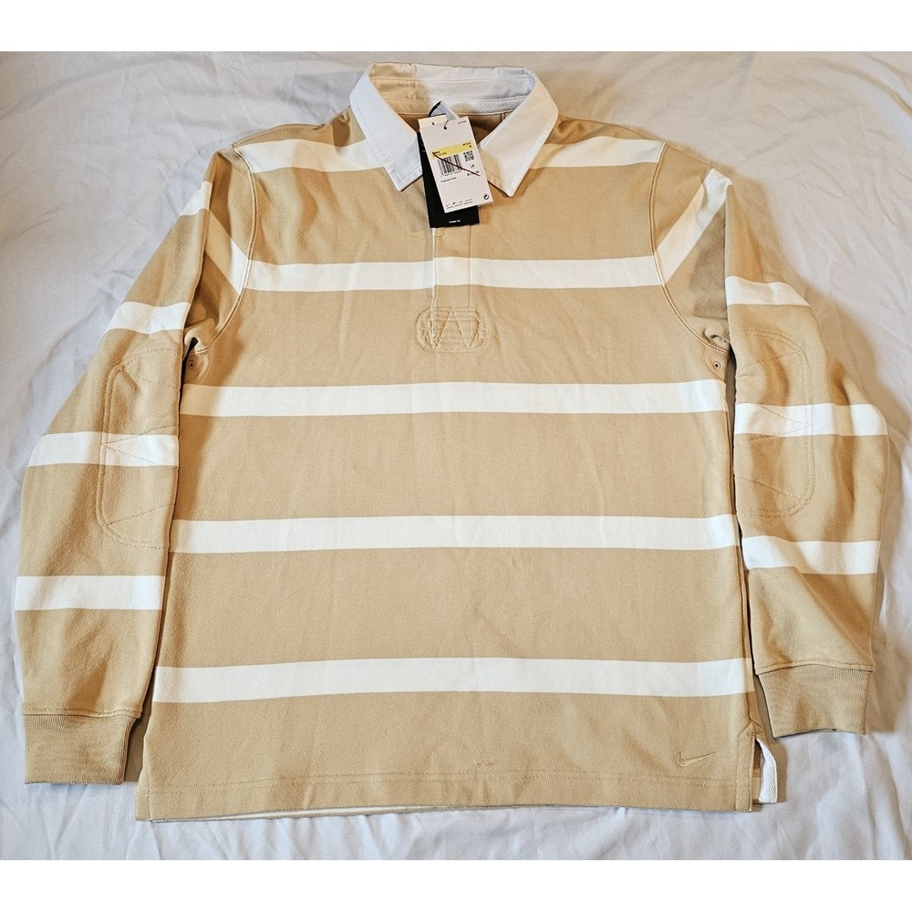 NWT Men's Nike Life Striped Heavyweight Rugby Collared Longsleeve Shirt Small